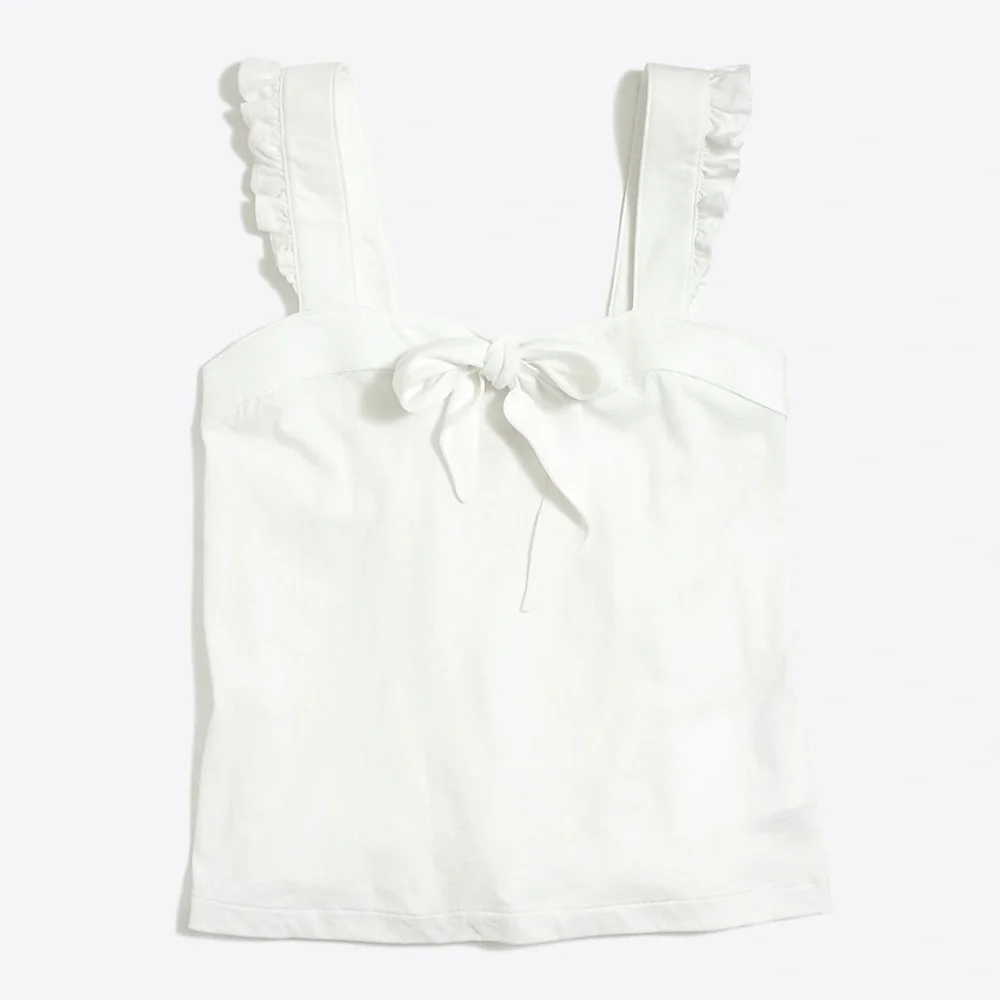 J. Crew Factory White Bow Tank XS